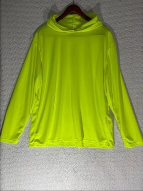 Men's High-Visibility Neon Yellow Hooded Long Sleeve Shirt